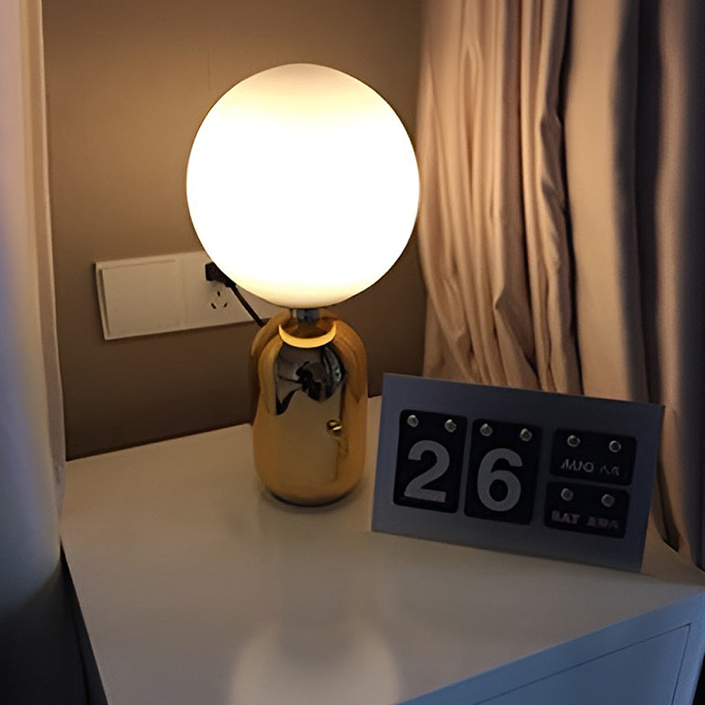 Candeeiro de mesa em vidro soprado à mão, estilo nórdico, base metálica dourada ou preta