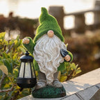 Gnomos Solares de Jardim em resina impermeável com luz LED branco quente e sensor de crepúsculo