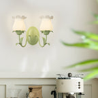 Candeeiro de parede em vidro design floral verde com 3 níveis de luz, moderno e elegante