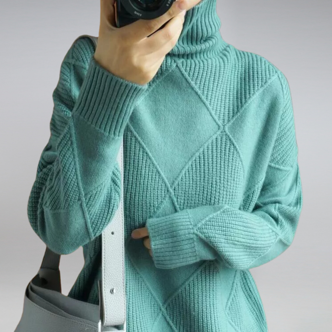 Pullover gola alta caxemira mulher macio e quente