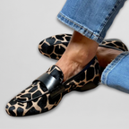 Mocassins femininos estampa animal print sola flexível modelagem padrão