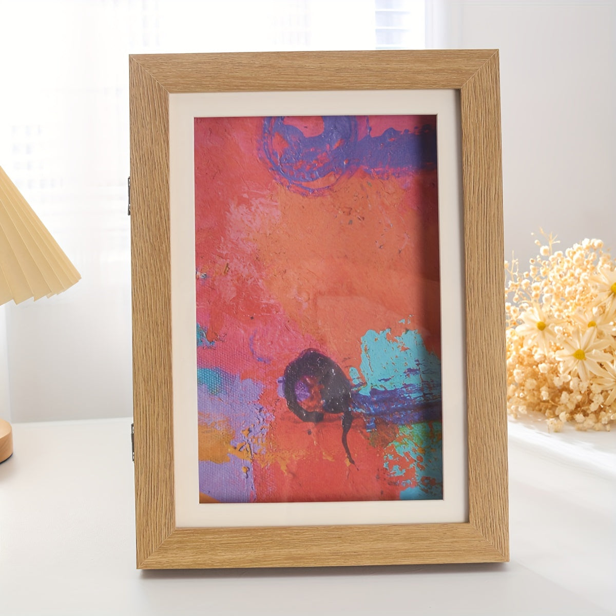 Moldura infantil A4 abertura frontal flip frame para projetos escolares e pinturas, madeira