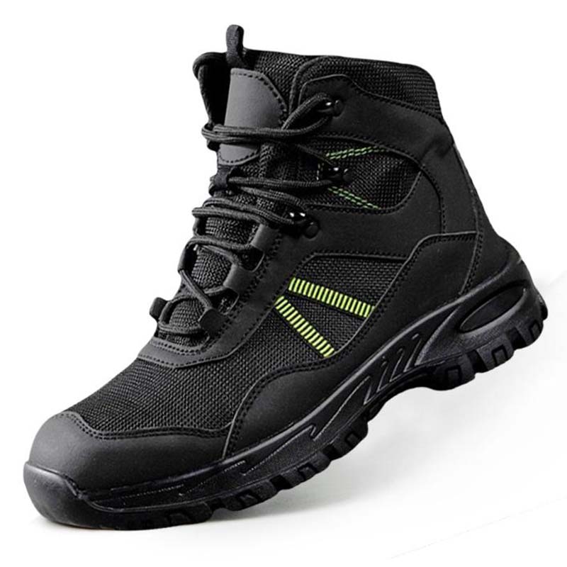 Sapatos de segurança com biqueira de aço e malha respirável antifuros ISO 20345