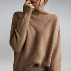 Pullover gola alta caxemira mulher macio e quente