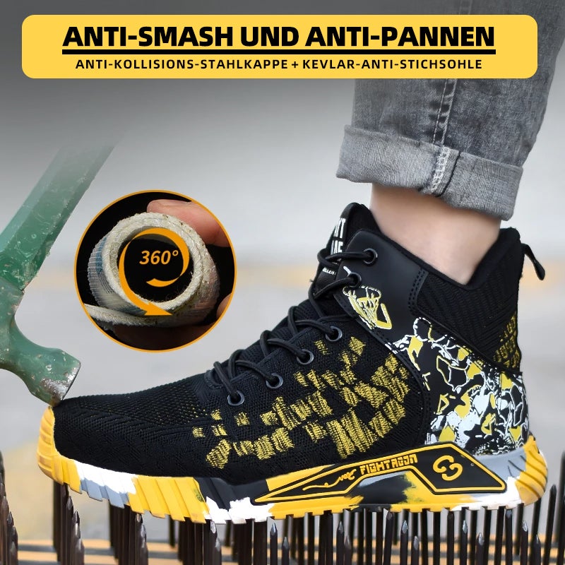 Sapatos de segurança com biqueira de aço e sola antiperforação Kevlar, leves e respiráveis