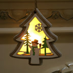 Enfeites de Natal em madeira decoração suspensa formas natalinas sino estrela árvore presente