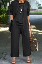 Conjunto formal feminino 3 peças corte ajustado elegante