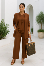 Conjunto formal feminino 3 peças corte ajustado elegante