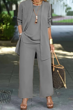Conjunto formal feminino 3 peças corte ajustado elegante
