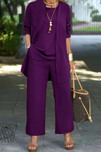 Conjunto formal feminino 3 peças corte ajustado elegante