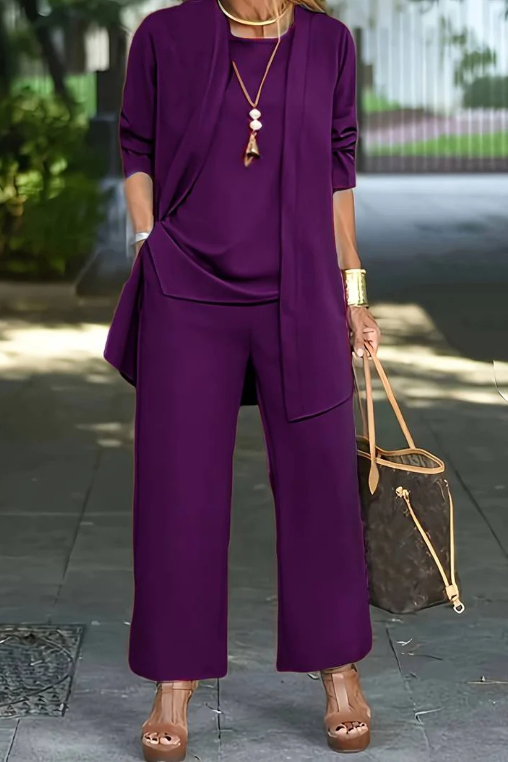Conjunto formal feminino 3 peças corte ajustado elegante