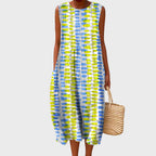 Vestido feminino leve solto comprimento joelho corte fluido casual