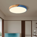 Candeeiro de teto LED design escandinavo com madeira natural, plafon moderno
