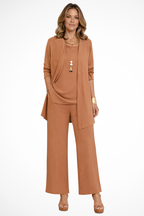 Conjunto formal feminino 3 peças corte ajustado elegante