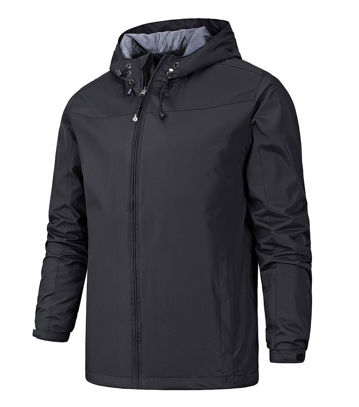 Casaco com capuz full zip homem manga comprida com capuz ajustável