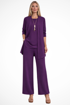 Conjunto formal feminino 3 peças corte ajustado elegante