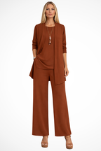 Conjunto formal feminino 3 peças corte ajustado elegante
