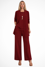 Conjunto formal feminino 3 peças corte ajustado elegante