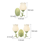 Candeeiro de parede em vidro design floral verde com 3 níveis de luz, moderno e elegante