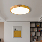 Candeeiro de teto LED design escandinavo com madeira natural, plafon moderno