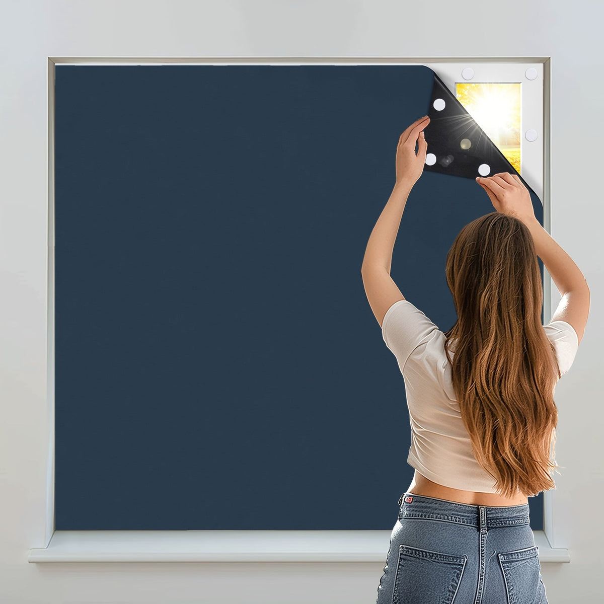 Cortinas blackout portáteis para quarto e sala com isolamento térmico, instalação interior