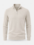 Camisola masculina merino decote em V com fecho de correr