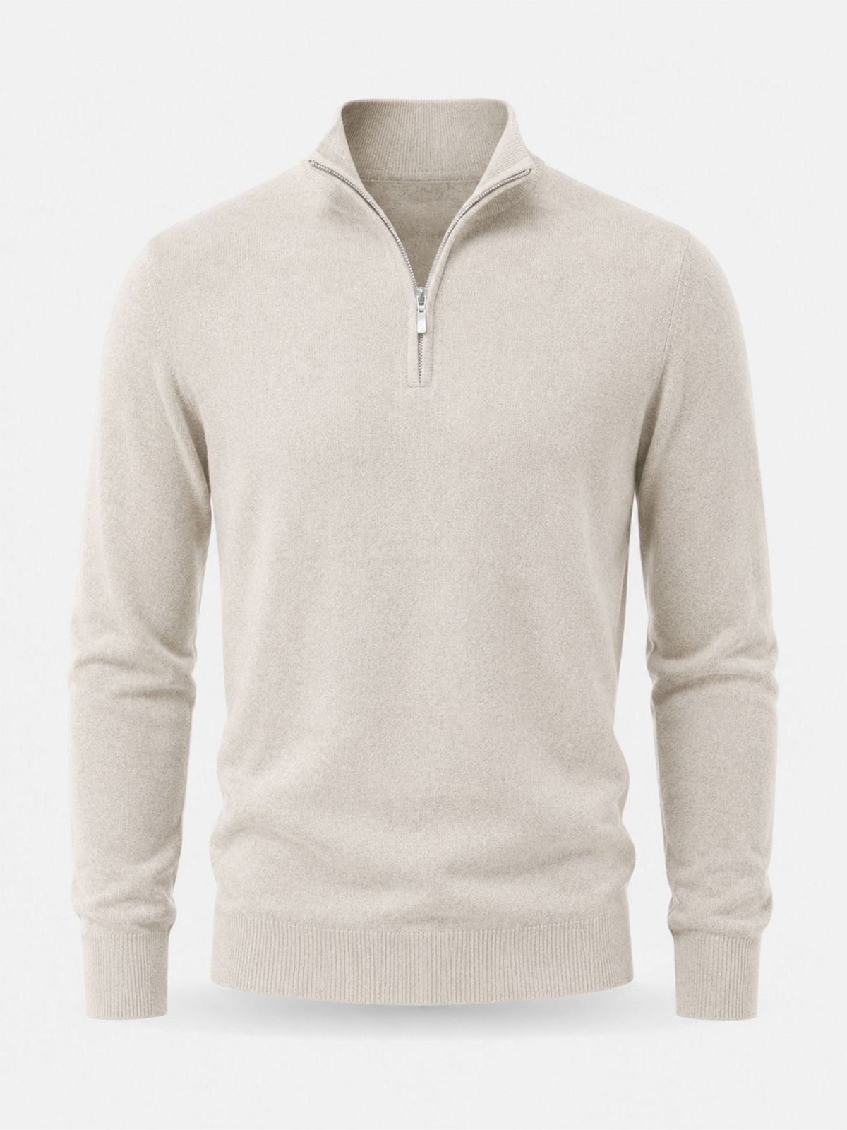 Camisola masculina merino decote em V com fecho de correr
