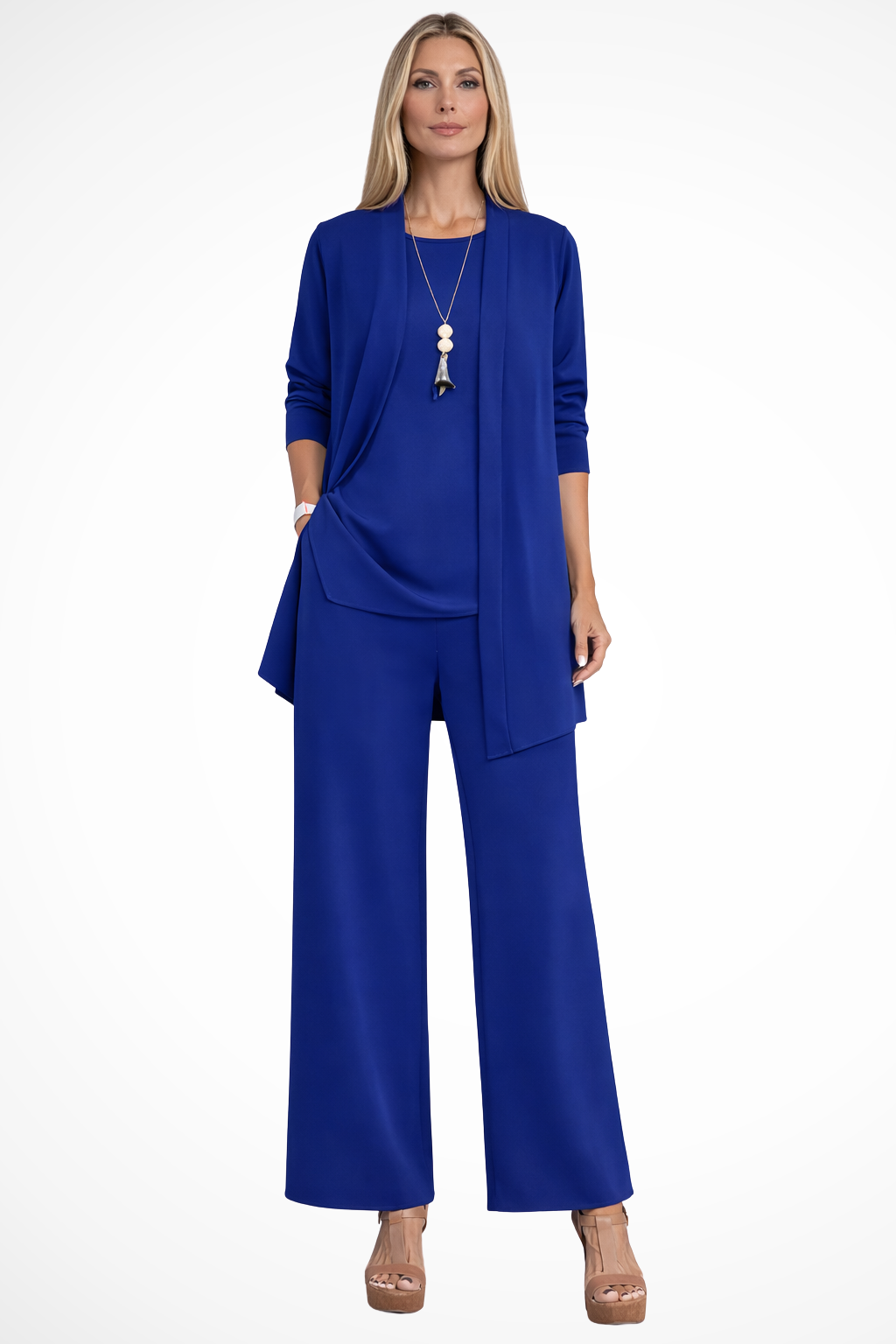 Conjunto formal feminino 3 peças corte ajustado elegante