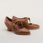 Sapatos Mary Jane femininos salto bloco baixo bico redondo com atacadores e recortes no vamp