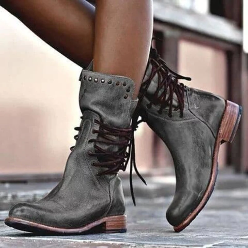 Botins femininos de atacadores clássicos tornozelo confortáveis