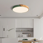 Candeeiro de teto LED design escandinavo com madeira natural, plafon moderno