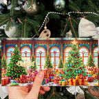 Kit de cartões de Natal com diamond painting 12 unidades Pai Natal e animais DIY