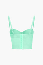 Top de renda feminino bustier com taças acolchoadas e alças ajustáveis