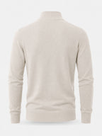 Camisola masculina merino decote em V com fecho de correr