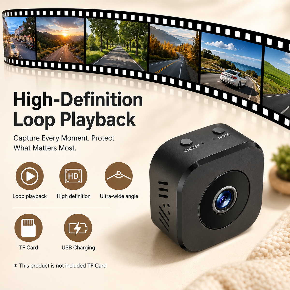 Câmera de segurança sem fio 1080P HD com visão noturna e montagem magnética compacta
