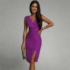 Vestido feminino elegante midi disponível em várias cores