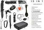 Kit de emergência 15 em 1 multifuncional e compacto para sobrevivência outdoor
