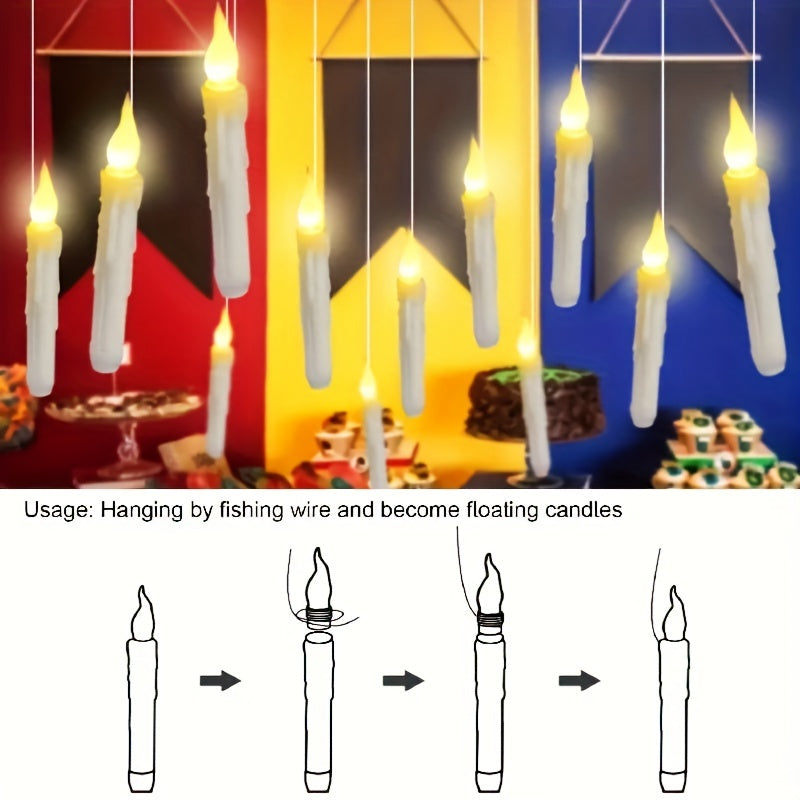 Velas LED flutuantes sem chama, conjunto 12 unidades com controlo remoto, decoração Natal e Halloween