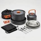 Kit de cozinha para camping 16 peças encaixáveis, leve e compacto para mochileiros