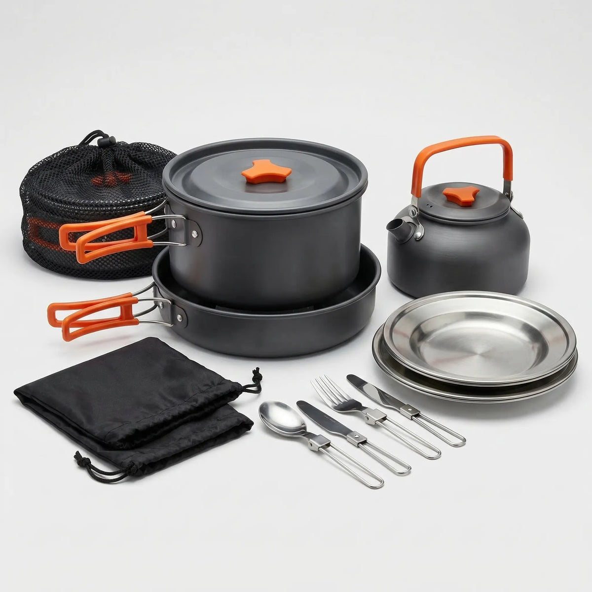 Kit de cozinha para camping 16 peças encaixáveis, leve e compacto para mochileiros