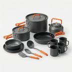Kit de cozinha para camping 16 peças encaixáveis, leve e compacto para mochileiros