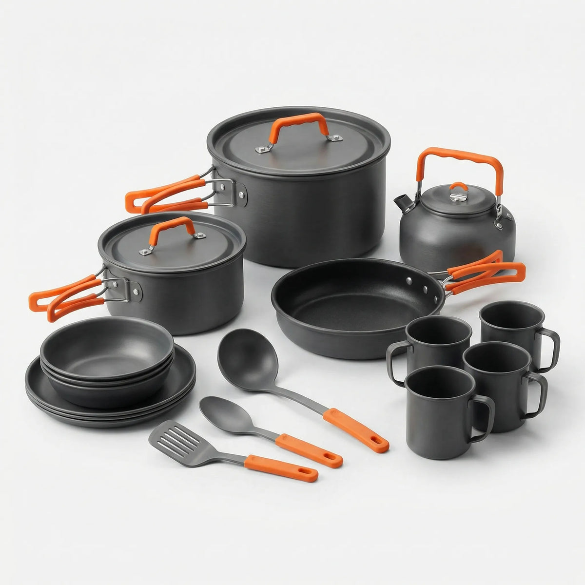 Kit de cozinha para camping 16 peças encaixáveis, leve e compacto para mochileiros