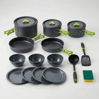Kit de cozinha para camping 16 peças encaixáveis, leve e compacto para mochileiros