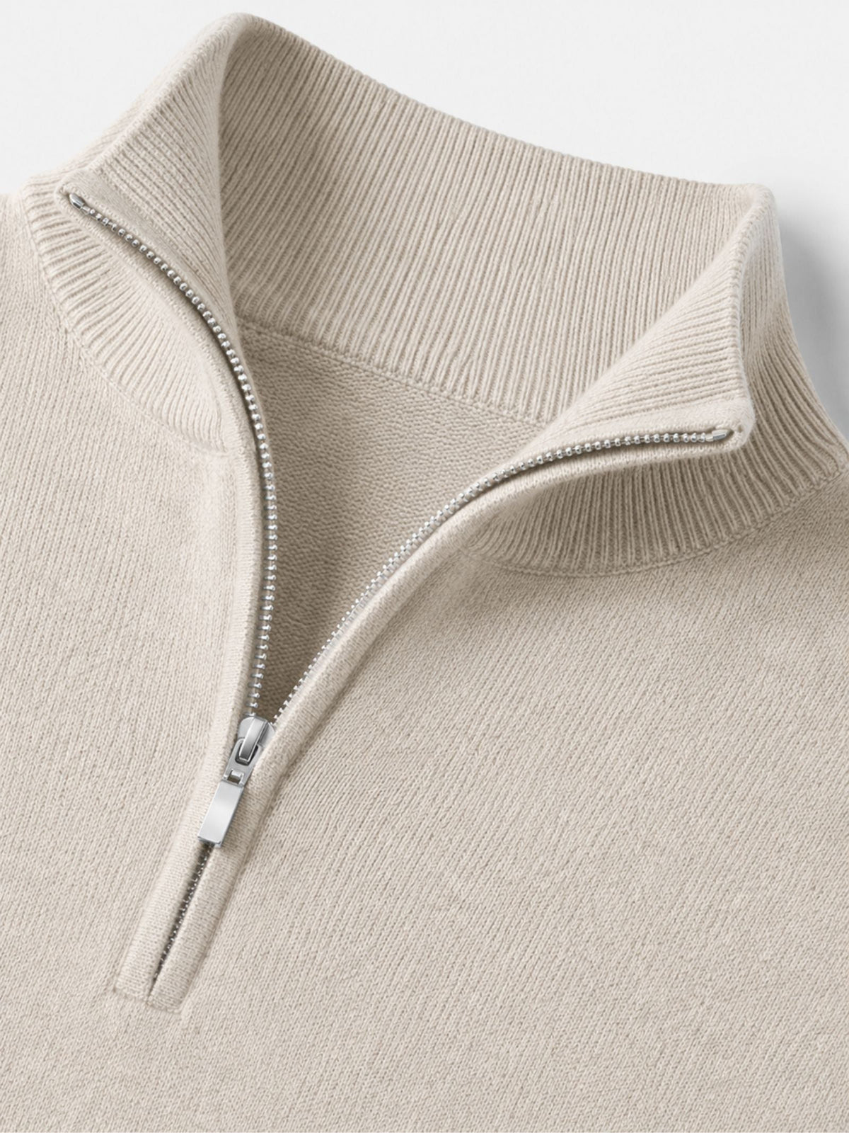 Camisola masculina merino decote em V com fecho de correr