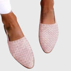 Sapatilhas femininas trançadas slingback bico fino com alça ajustável