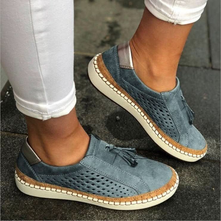 Women slip on walking shoes cushioned with perforated breathable upper