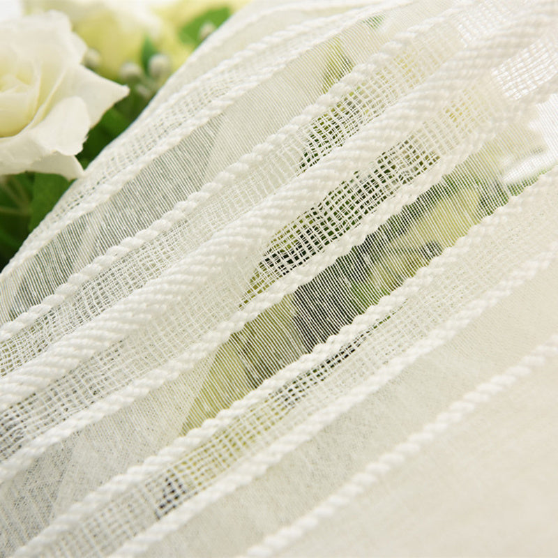Cortinas transparentes brancas voile com riscas para sala, design moderno e leve