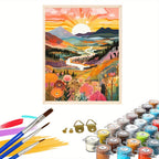 Pintura por números adultos paisagem montanha pôr do sol 40x50cm kit DIY tinta acrílica