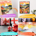 Pintura por números adultos paisagem montanha pôr do sol 40x50cm kit DIY tinta acrílica