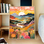 Pintura por números adultos paisagem montanha pôr do sol 40x50cm kit DIY tinta acrílica